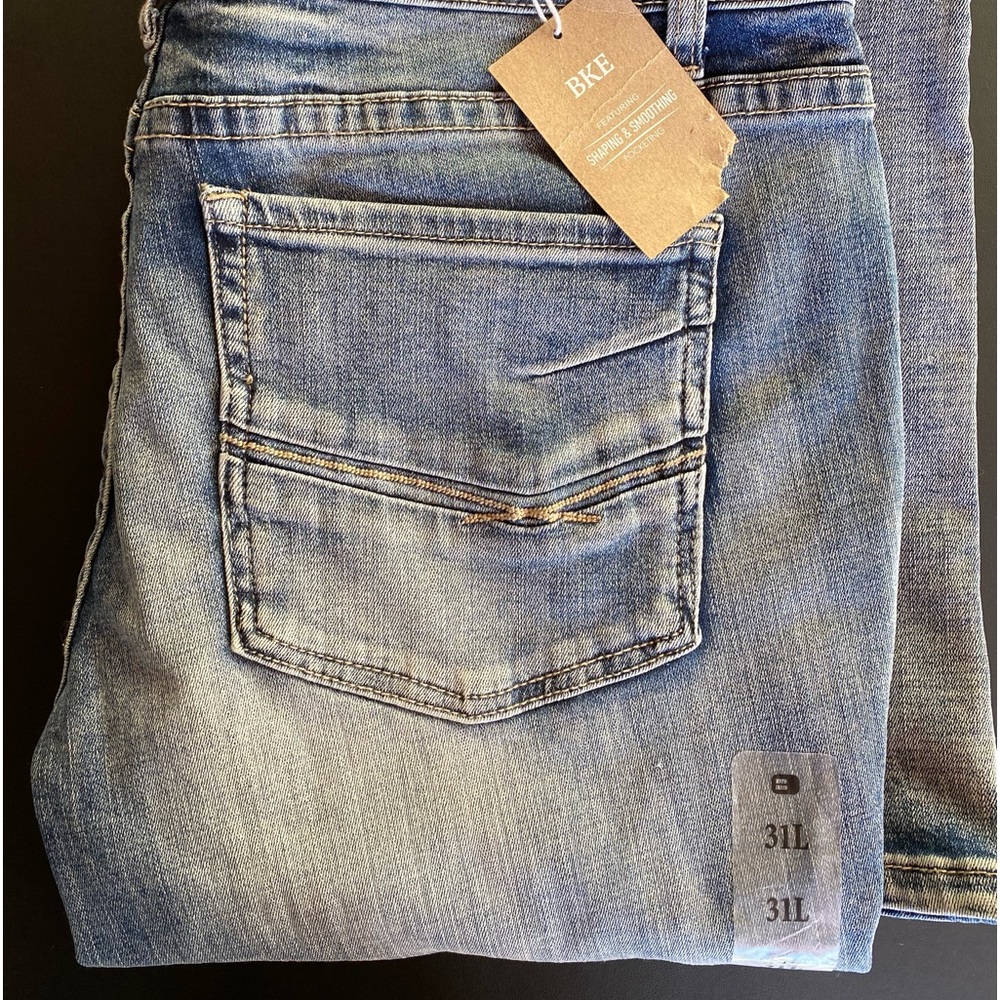 New BKE 31 long. They fit more like a 32 I'd say